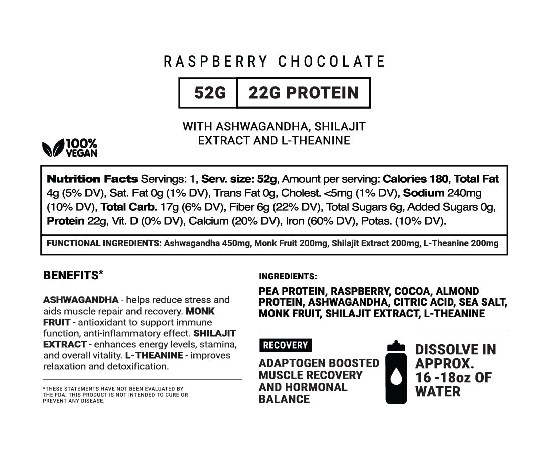 Chocolate Raspberry Recovery Protein Shake with Adaptogens